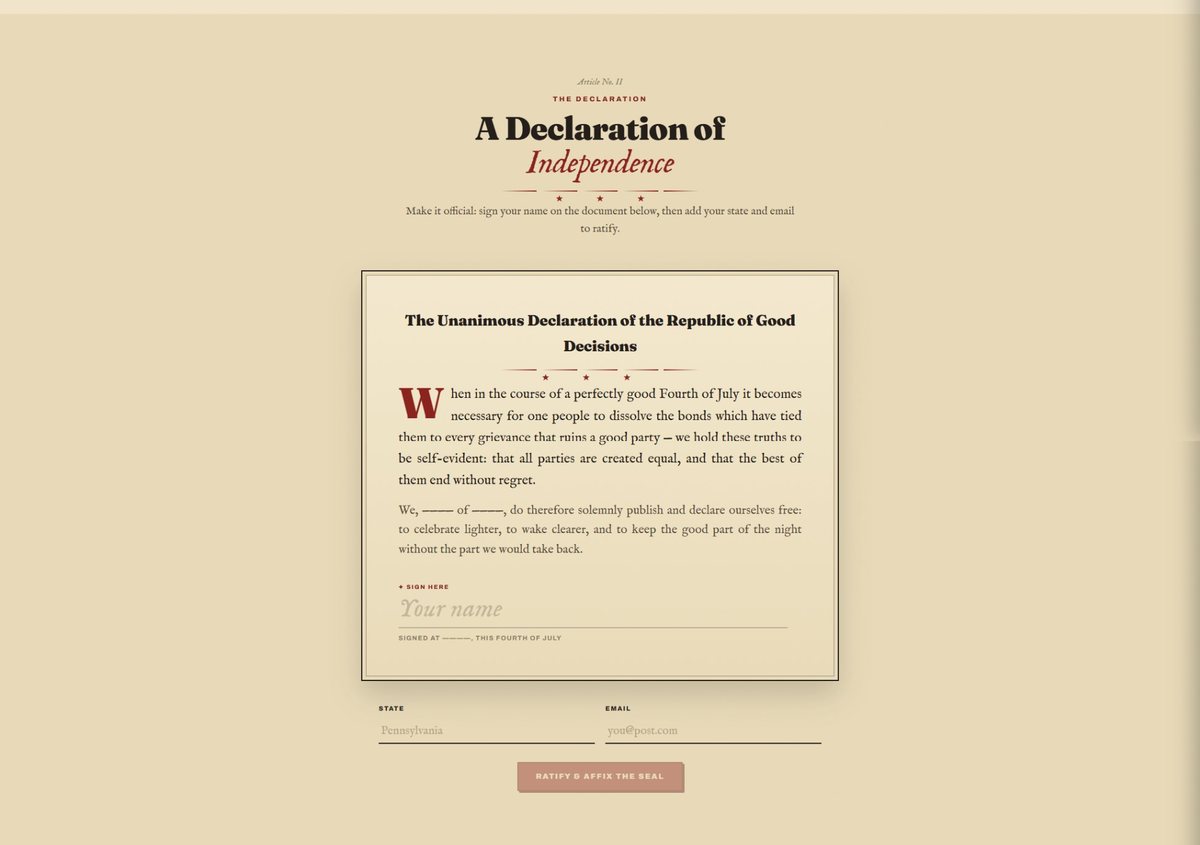 Declaration signing section