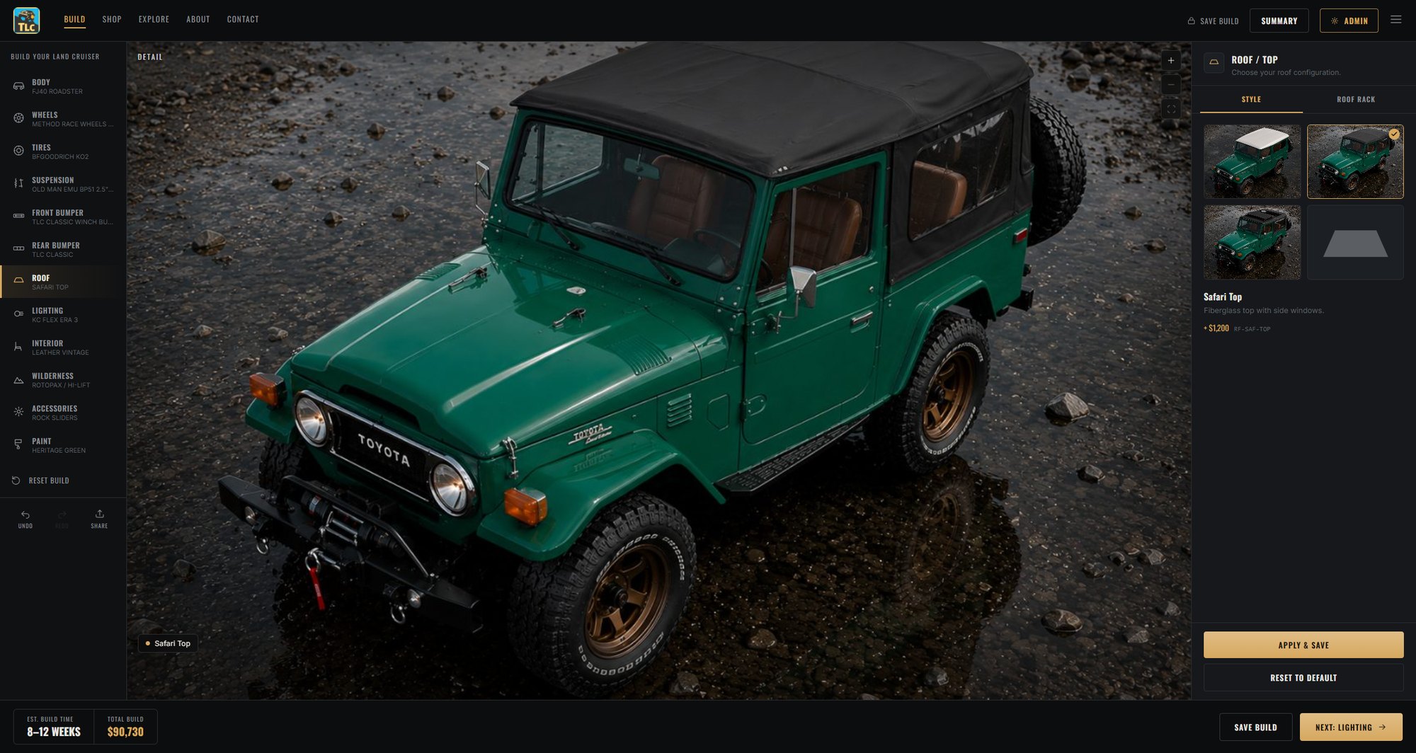 Roof step showing a safari top fitted to the FJ40