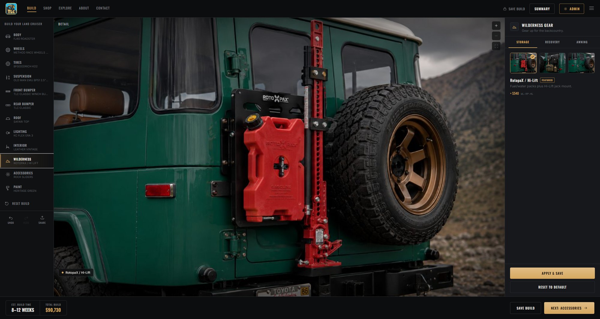 Wilderness gear step with a RotopaX fuel pack and Hi-Lift jack mounted on the rear