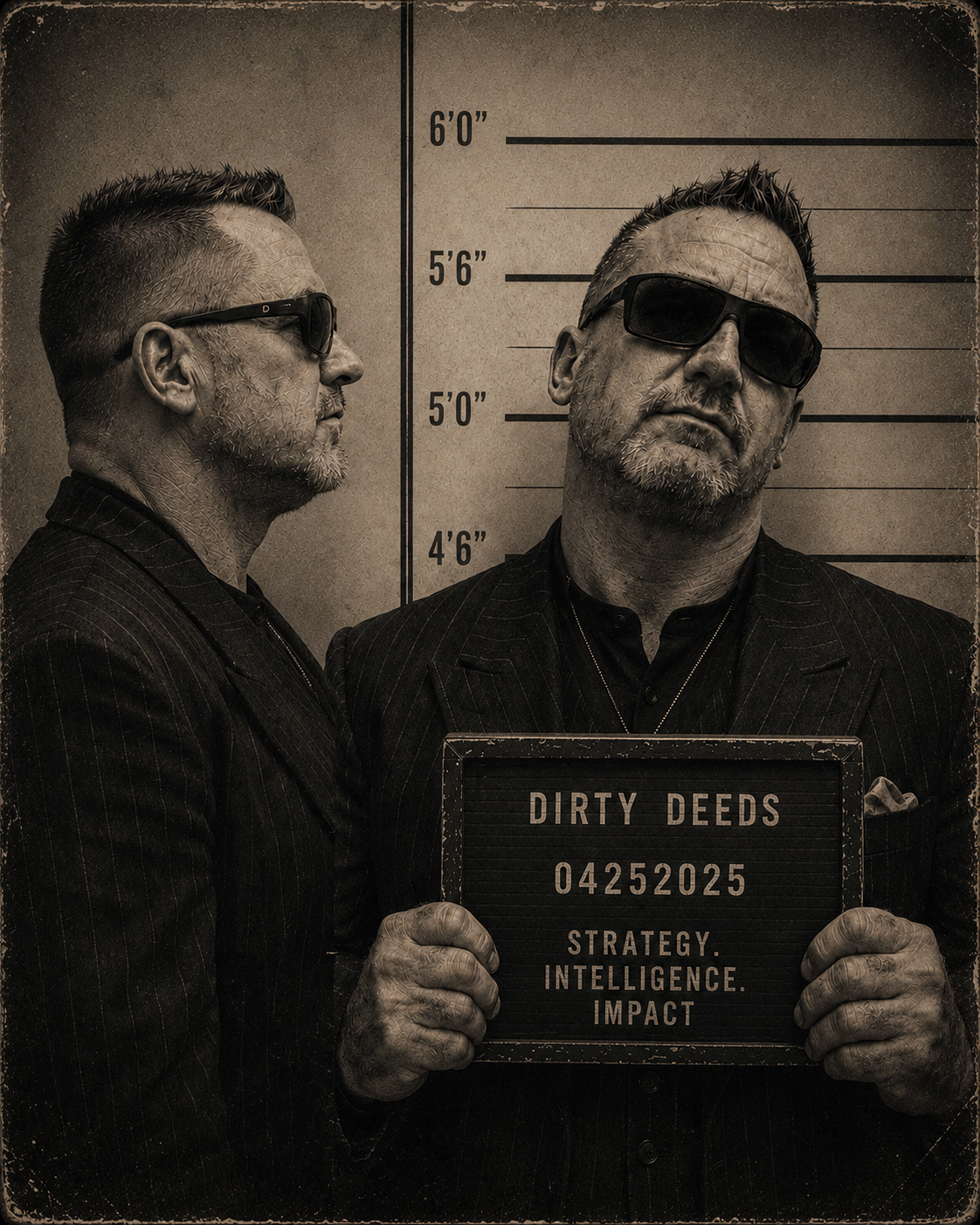 Paul Benninghove, booking photo &mdash; suit and pinstripe